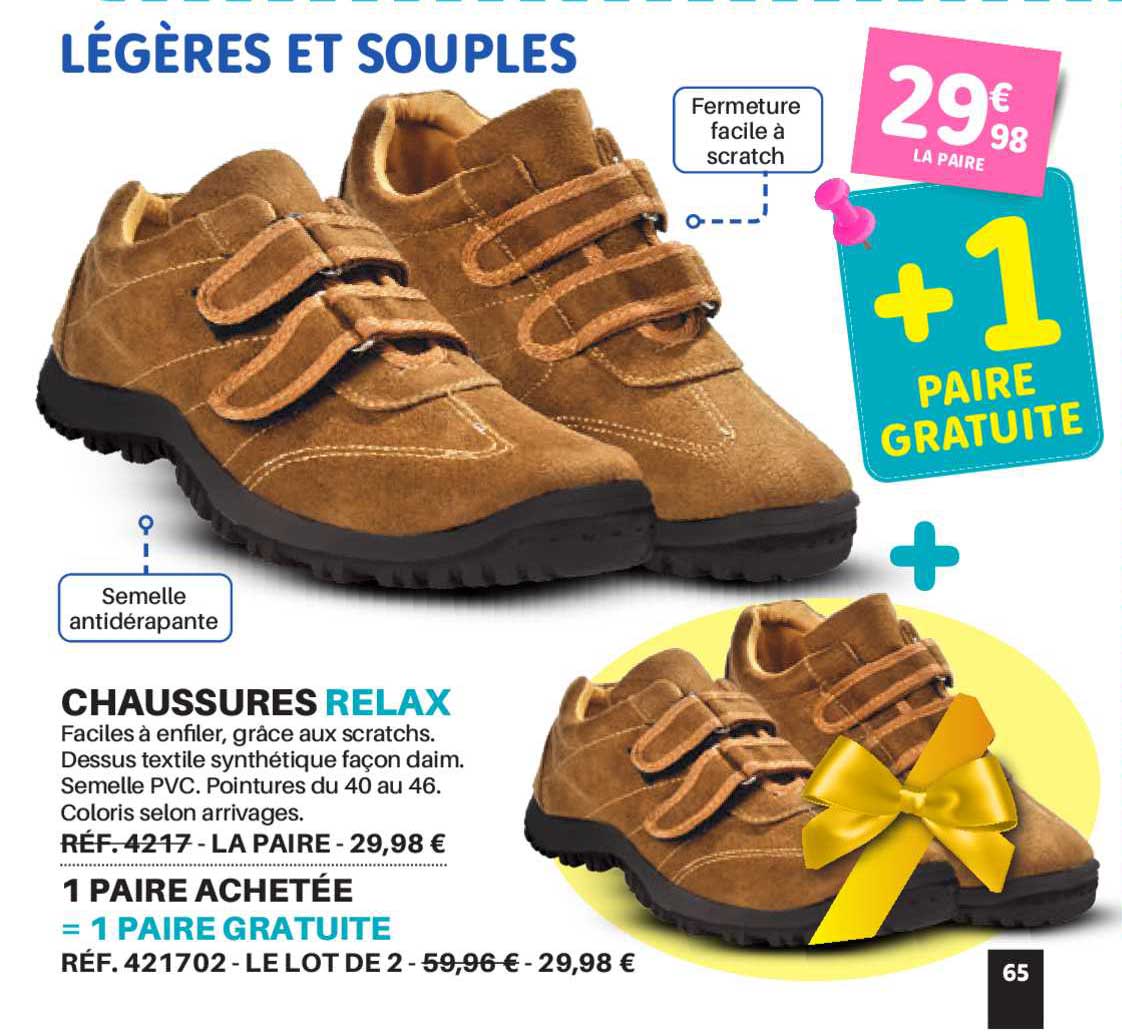 chaussures relax 1 paires achetée = 1 paire gratuite