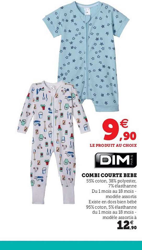 combi courte bébé dim
