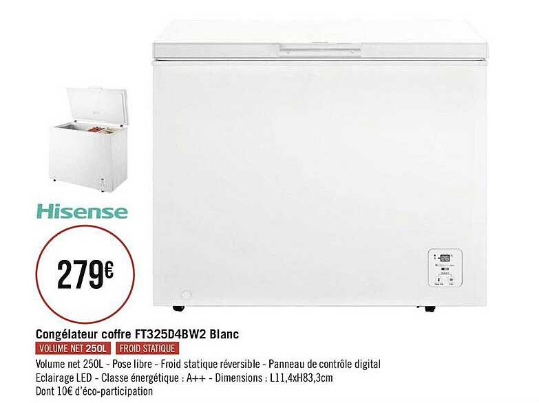 Congélateur Coffre Hisense Ft325d4bw2 Blanc
