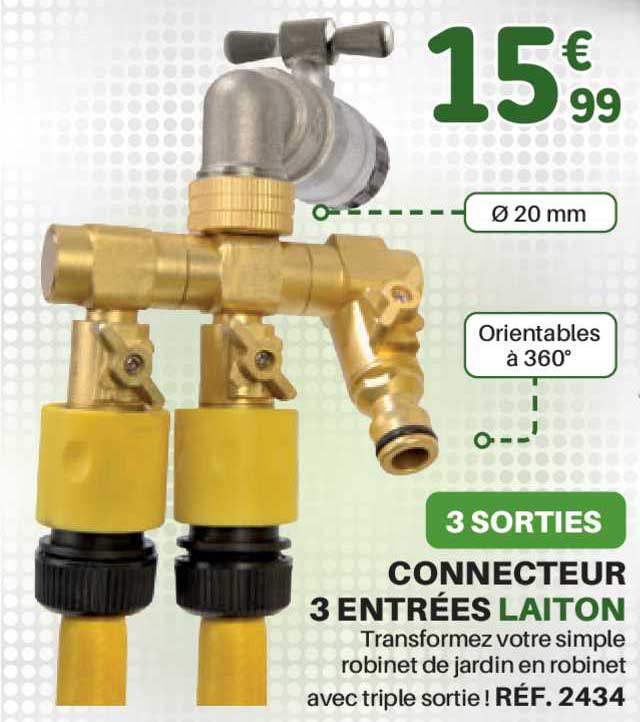 connecteur 3 entrées laiton