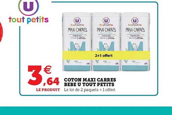 Coton Maxi Carrés Bébé U Tout Petits