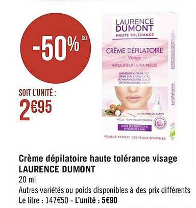 crème dépilatoire haute tolérance visage laurence dumont