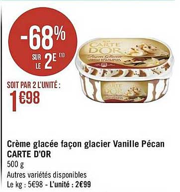 crème glacée façon glacier vanille pécan carte d'or