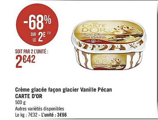 crème glacée façon glacier vanille pécan carte d'or