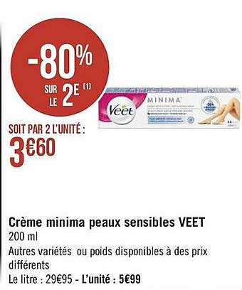 crème minima peaux sensibles veet