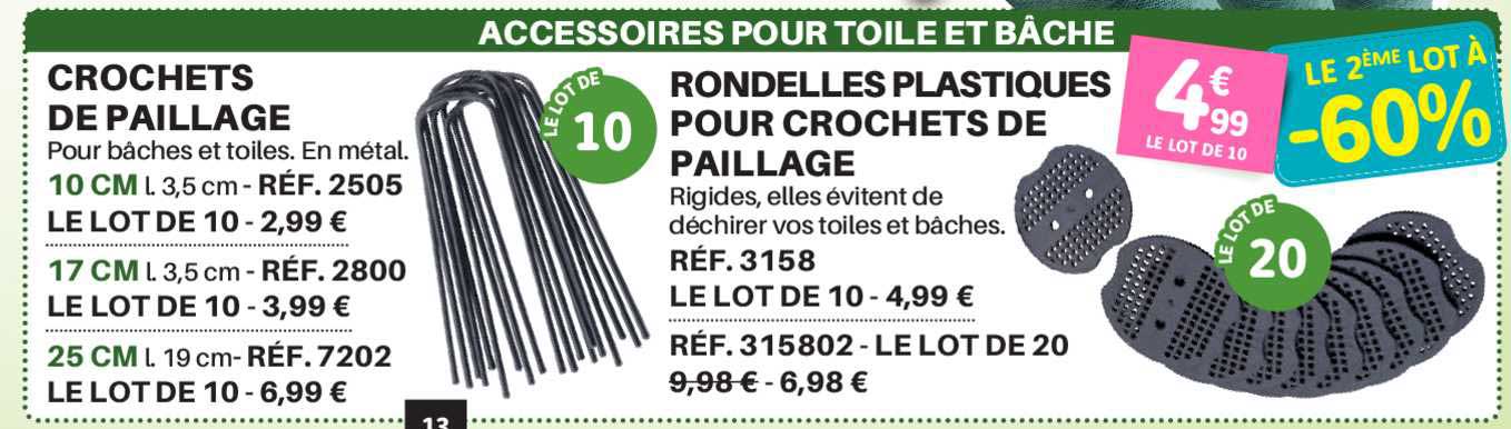 Crochets De Paillage Rondelles Plastiques Pour Crochets De Paillage Le 2ème Lot à -60%