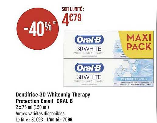 dentifrice 3d whitening therapy protection email oral b