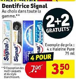 dentifrice signal 2+2 gratuits