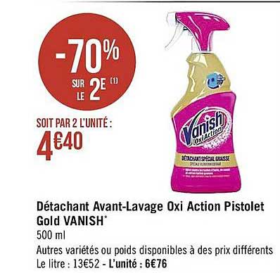 détachant avant-lavage oxi action pistolet gold vanish