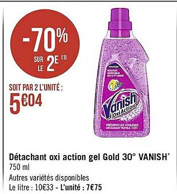 détachant oxi action gel gold 30° vanish