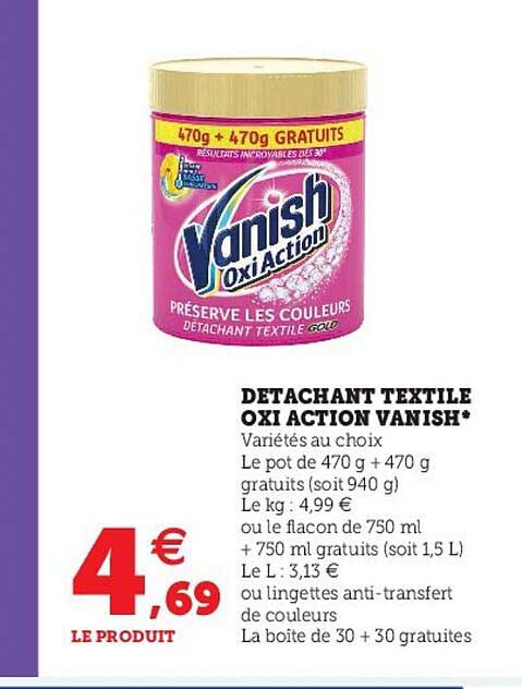 détachant textile oxi action vanish