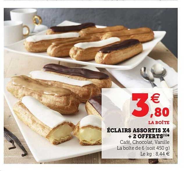 éclairs Assortis X4 + 2 Offerts