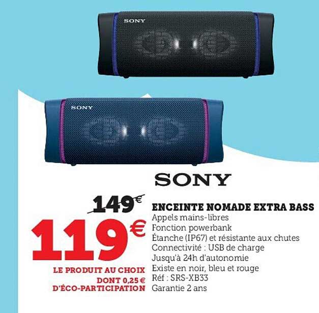enceinte nomade extra bass sony