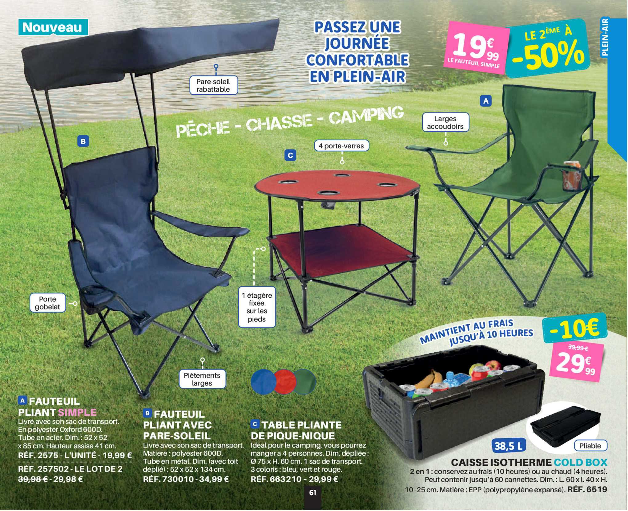 Fauteuil Pliant Simple Fauteuil Pliant Avec Pare-soleil Table Pliante De Pique-nique Le 2ème à 50%