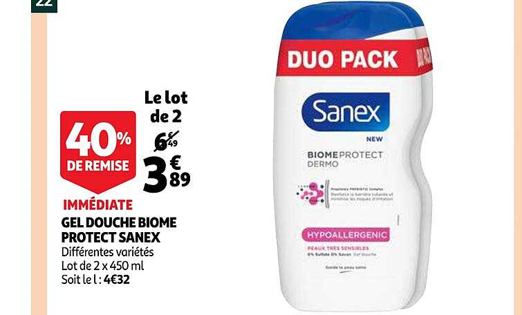 gel douche biome protect sanex