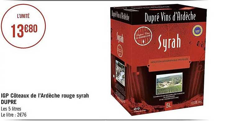 igp côteaux de l'ardèche rouge syrah dupre