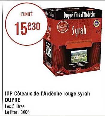igp côteaux de l'ardèche rouge syrah dupre