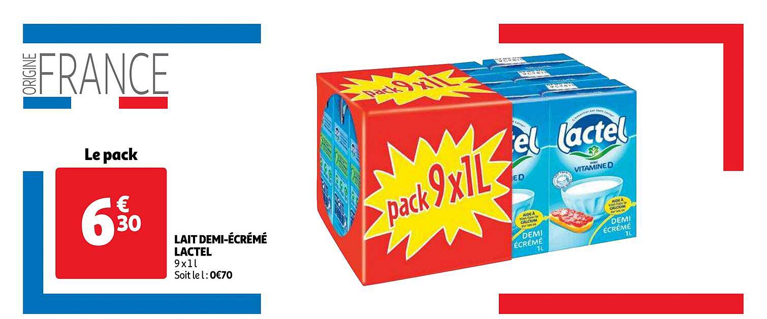 Lait Demi-écrémé Lactel