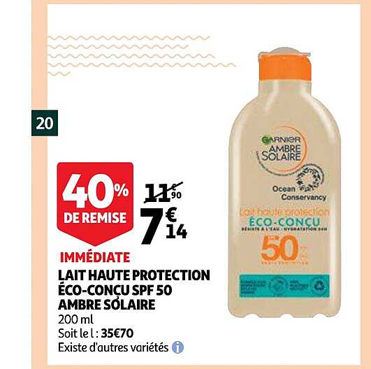 lait haute protection éco-conçu spf 50 ambre solaire