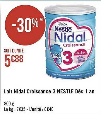 Lait Nidal Croissance 3 Nestlé Dès 1 An