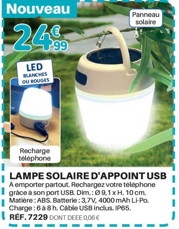 Lampe Solaire D'appoint Usb