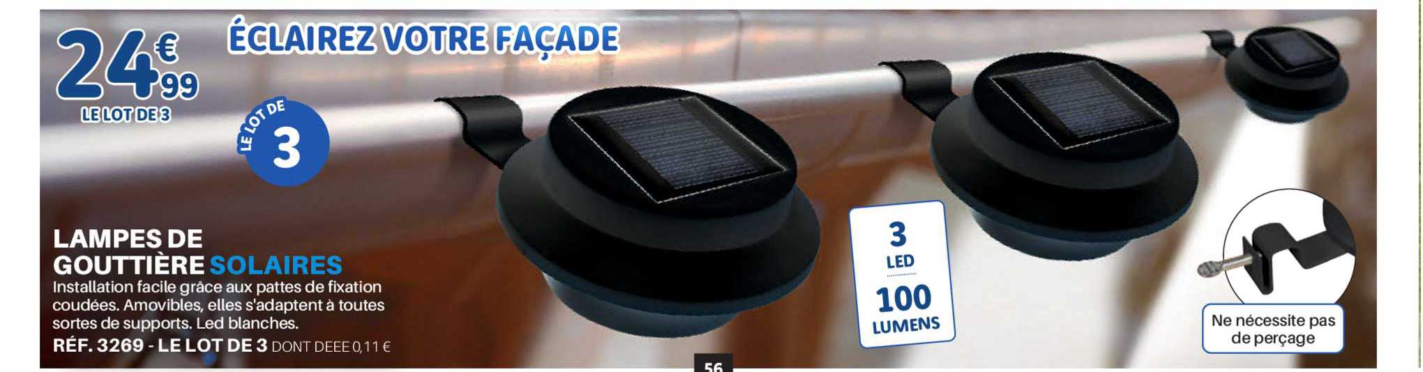 lampes de gouttière solaires