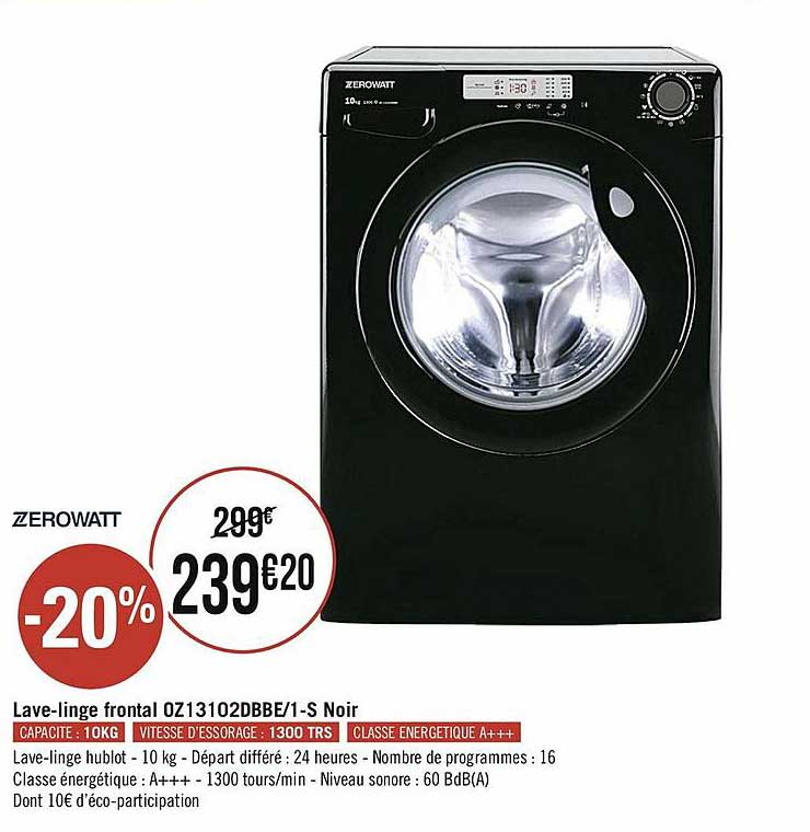 lave-linge frontal oz13102dbbe-1-s noir zerowatt