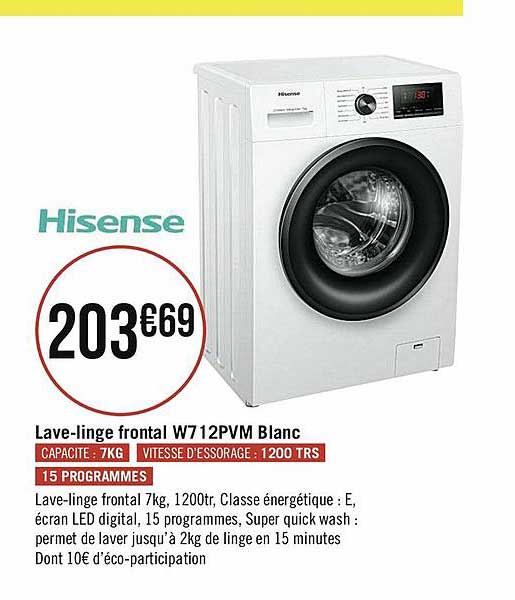 lave-linge frontal w712pvm blanc hisense
