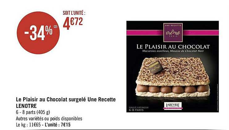 le plaisir au chocolat surgelé une recette lenotre