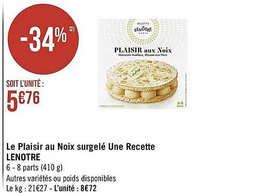 le plaisir au noix surgelé une recette lenotre