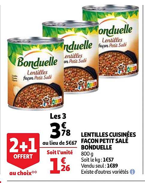 lentilles cuisinées façon petit salé bonduelle