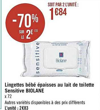 Lingettes Bébé épaisses Au Lait De Toilette Sensitive Biolane