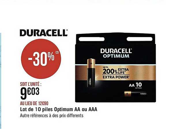 Lot De 10 Piles Optimum Aa Ou Aaa Duracell