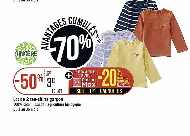 lot de 2 tee-shirts garçons sincère