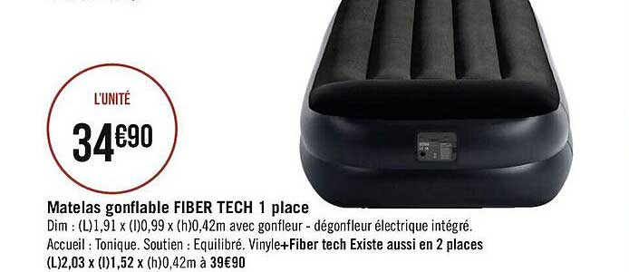 matelas gonflable fiber tech 1 place