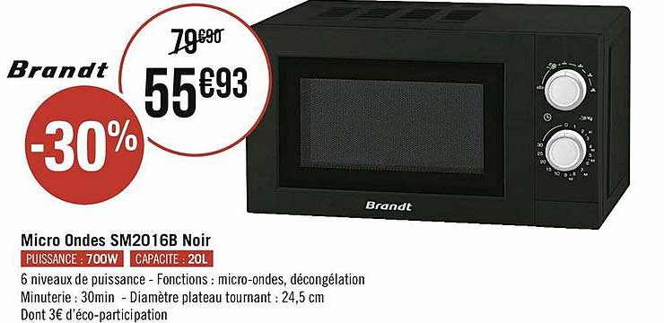 micro ondes sm2016b noir brandt