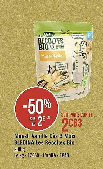 muesli vanille dès 6 mois blédina les récoltes bio