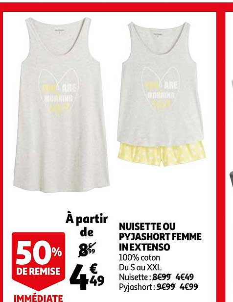 nuisette ou pyjashort femme in extenso