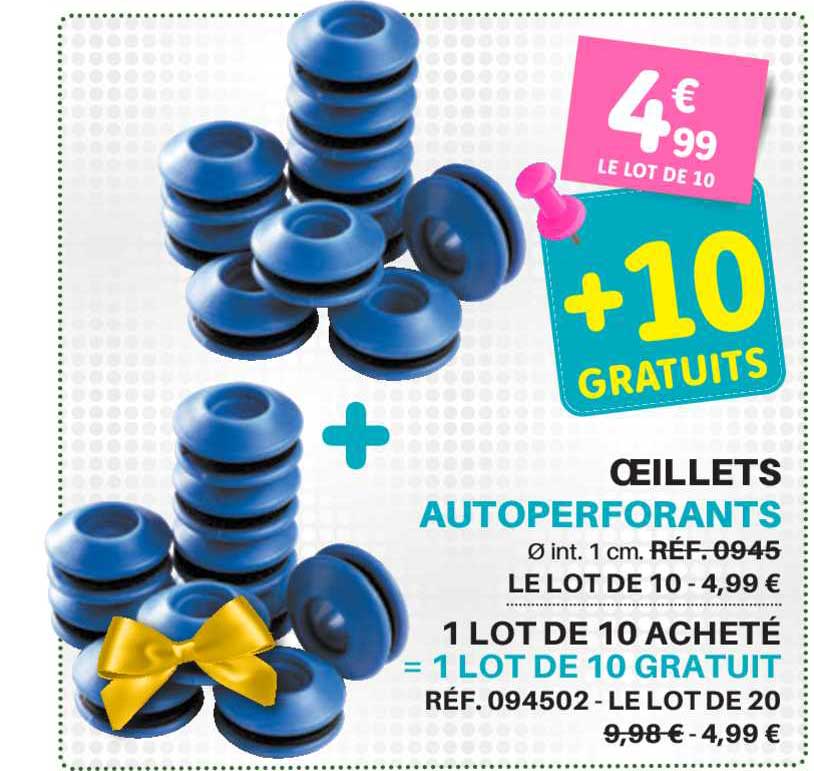 œillets Autoperforants 1 Lot De 10 Acheté = 1 Lot De 10 Gratuit