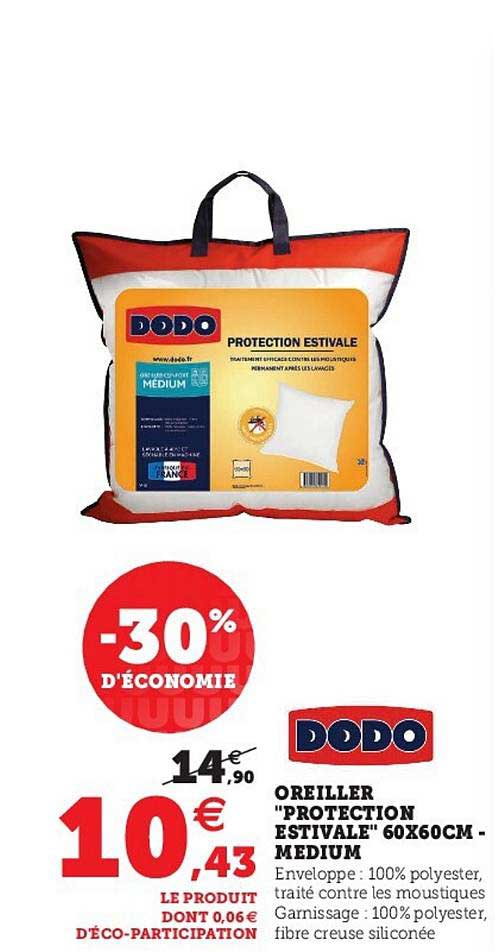 oreiller "protection estivale" 60 x 60 cm - medium dodo