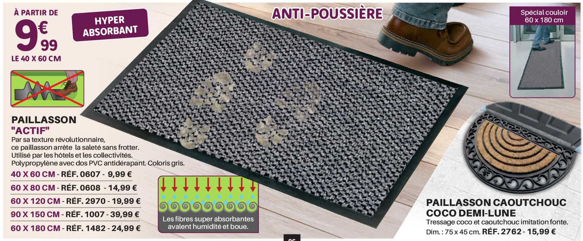 paillasson "actif" paillasson caoutchouc coco demi-lune