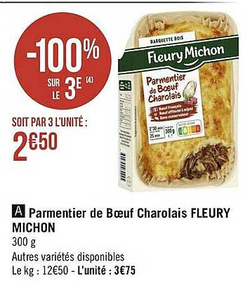 parmentier de bœuf charolais fleury michon
