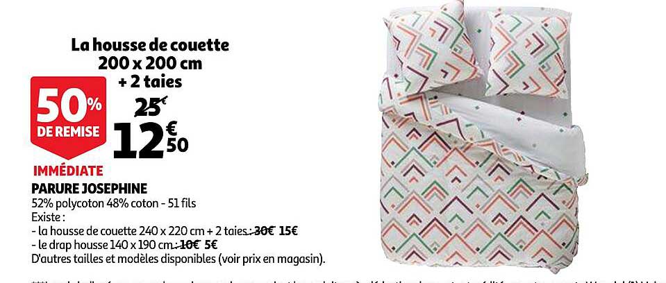 Parure Josephine : La Housse De Couette 200 X 200 Cm + 2 Taies