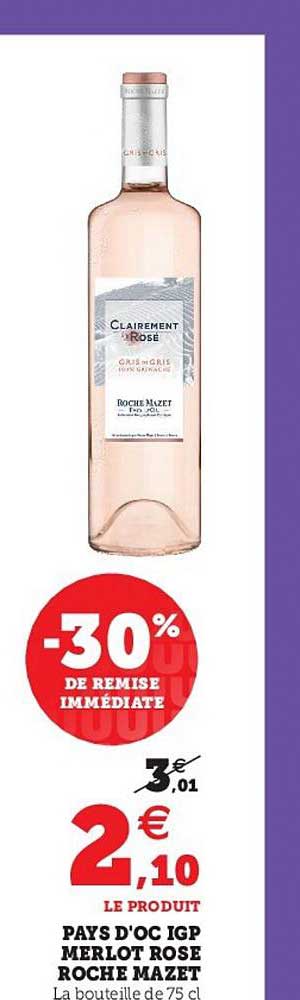 pays d'oc igp merlot rose roche mazet