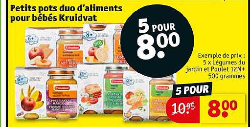 petit pots duo d'aliments pour bébés kruidvat