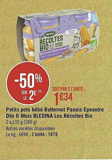 petits pots bébé butternut panais epeautre dès 6 mois blédina les récoltes bio