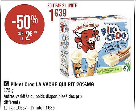 pik et croq la vache qui rit 20% mg