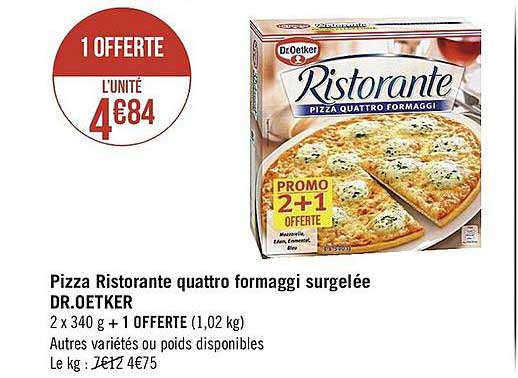 pizza ristorante quattro formaggi surgeléz dr. oetker