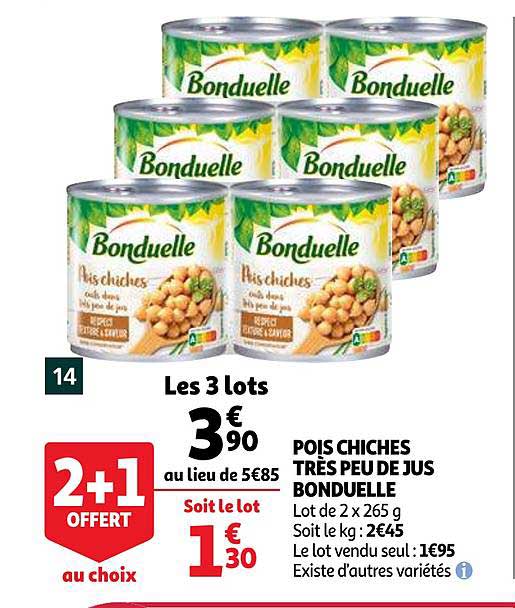 pois chiches très peu de jus bonduelle