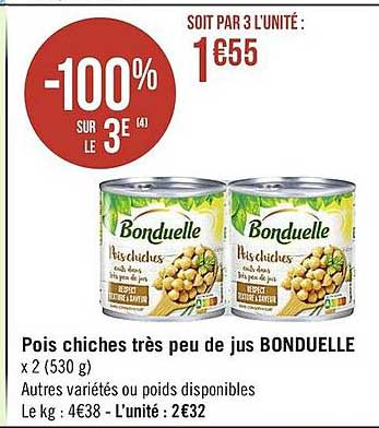 pois chiches très peu de jus bonduelle